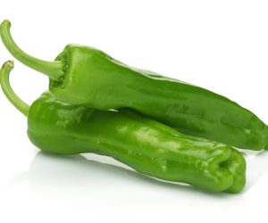 Fresh green pepper isolated on white background